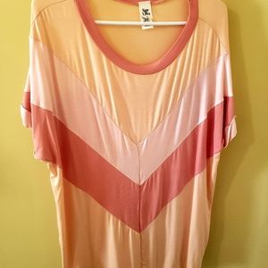 Sew in Love Color Block Chevron Shirt Peach Salmon Blush 3X